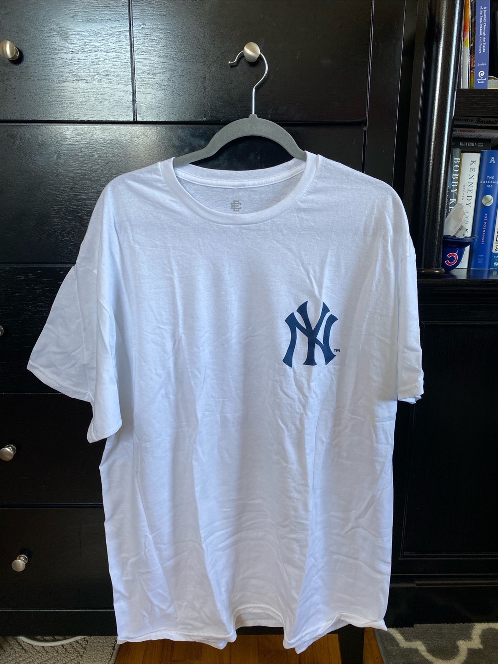Eric Emanuel White Short Sleeve Tee with Navy NY Logo
